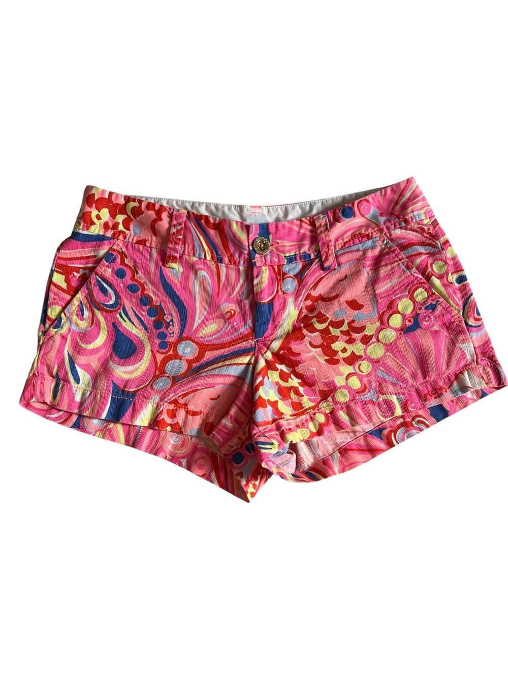 Lilly Pulitzer The Walsh Shorts Size 2 Pink Blue Psychedelic Swirl Preppy Resort
